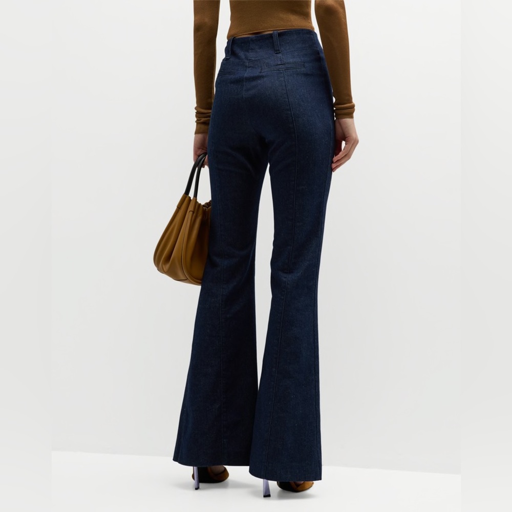 FRAME Pixie Pleated Flare Denim Trousers - Picture 8 of 10